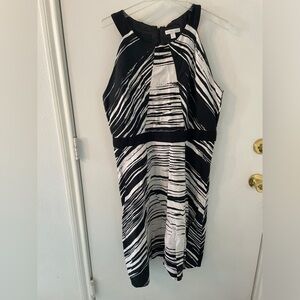 New York and Company zebra print halter neckline dress size 18